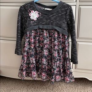 Hannah Banana Baby Doll Sweater Dress, Flower Trim